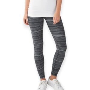 Lululemon Wunder Under Pant III  Legging Cyber Stripe Deep Coal Black SZ 4